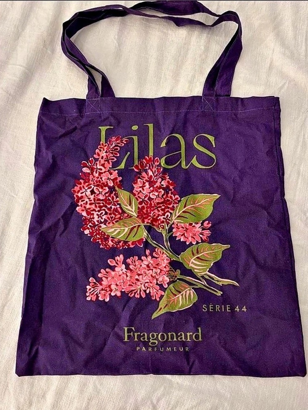 Fragonard Lilas Cotton Tote Bag Floral Purple & Pink